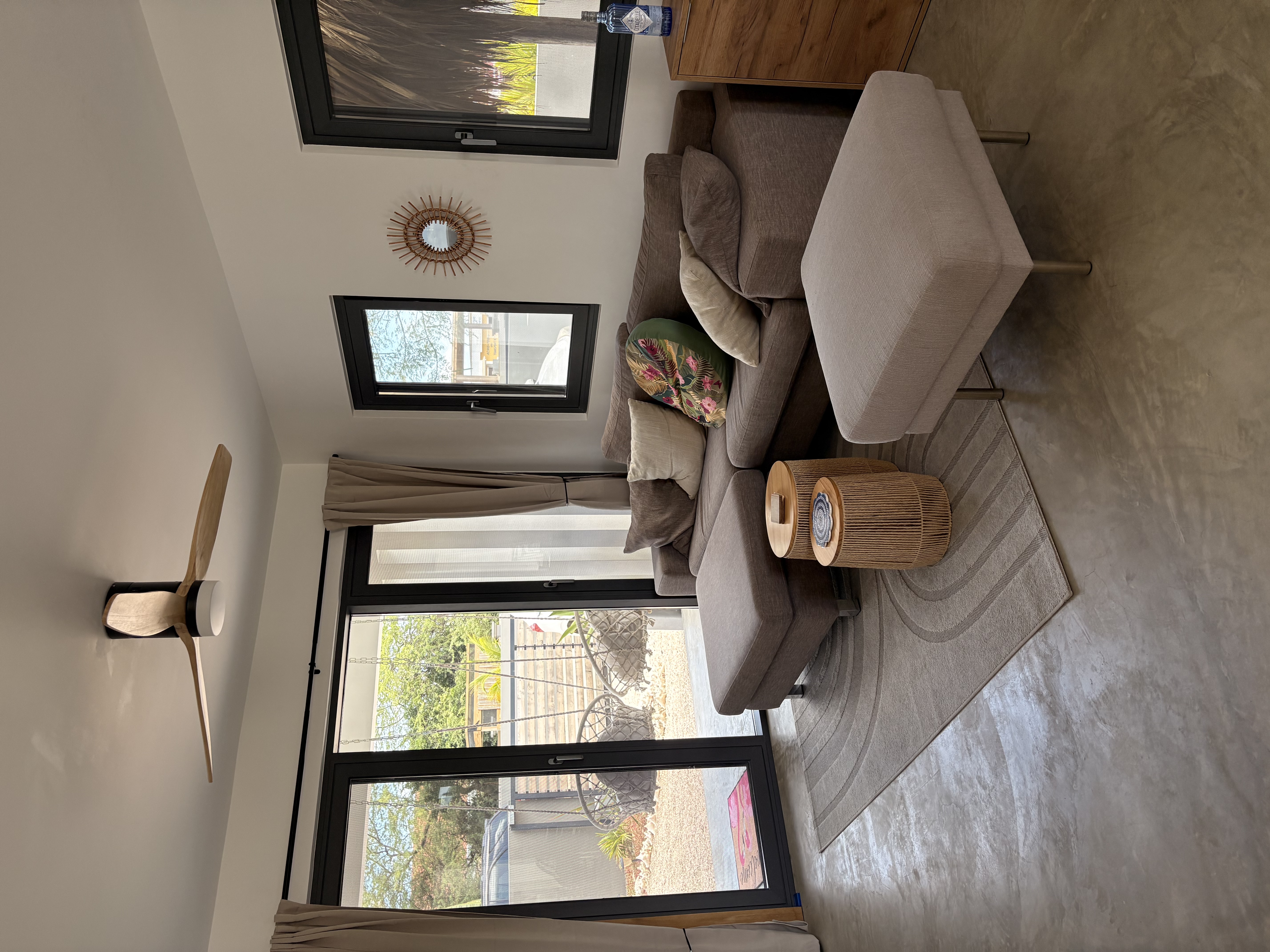 Living room with sofa and garden view