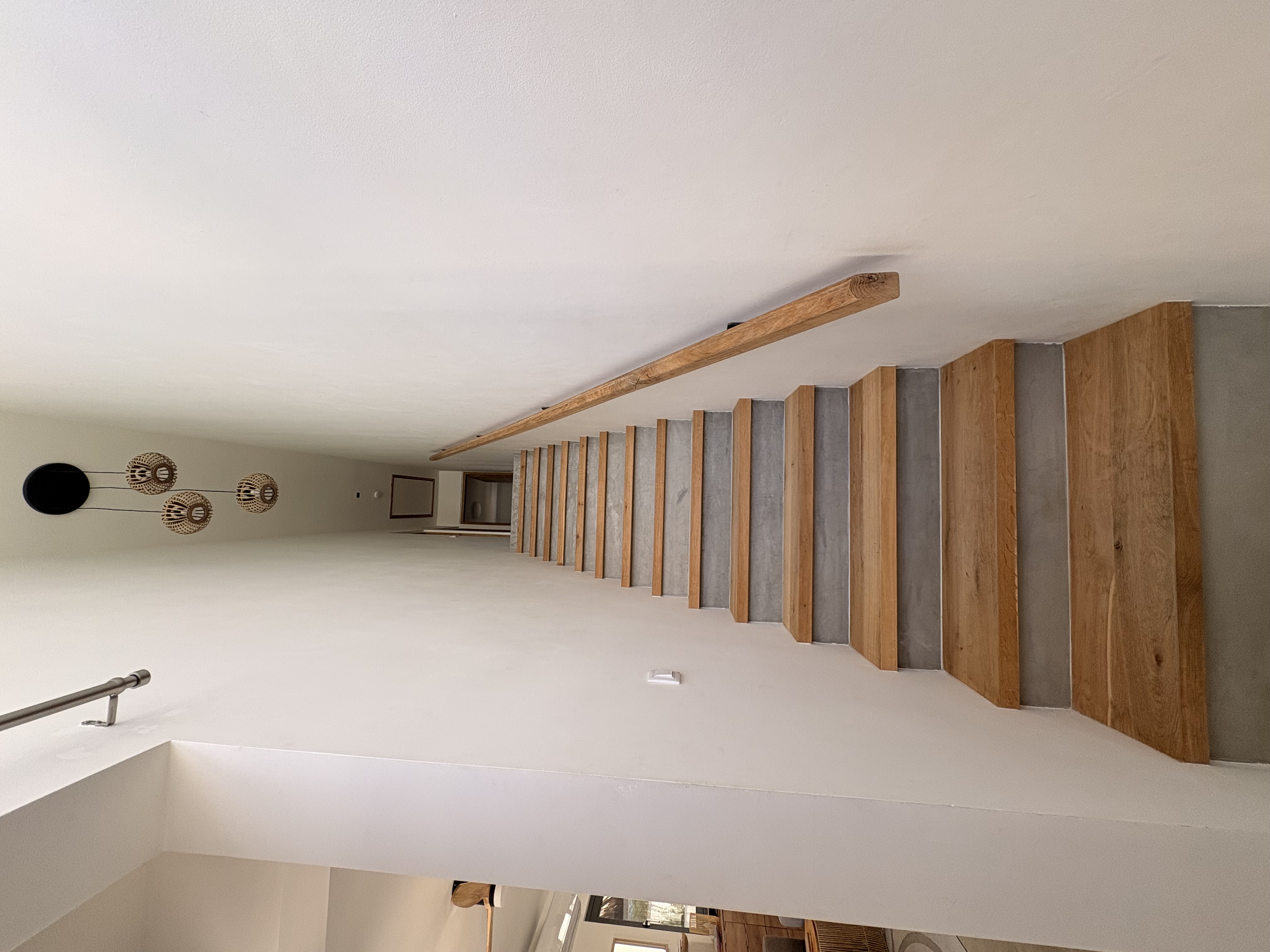 Floating teak staircase